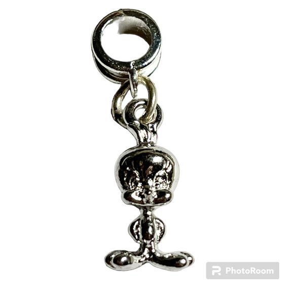 Vintage Tweety Bird Charm European Slider Bead for Bracelet Necklace Silver tone - Picture 1 of 8